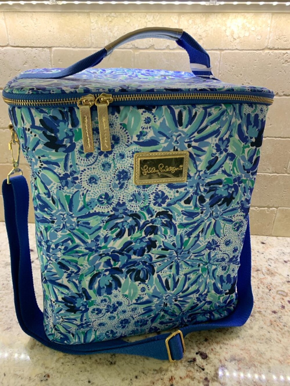 Lilly Pulitzer Insulated Cooler Wine Carrier Bag Blue NWT